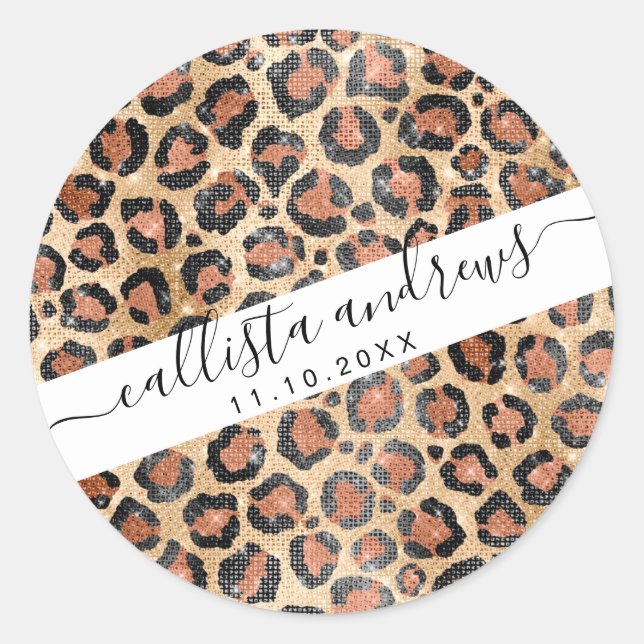 Sticker Rond Prince d'Or noir Brown Leopard (Devant)