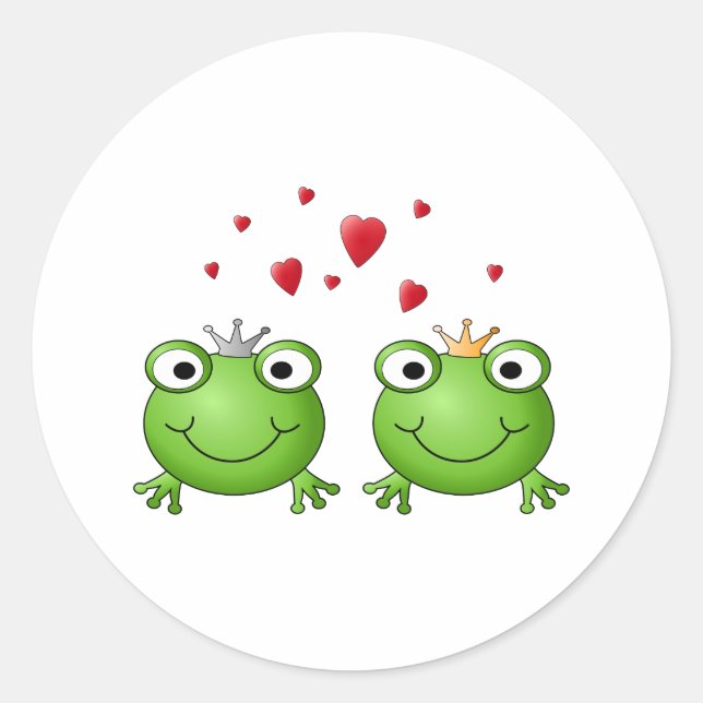 Sticker Rond Prince Frog et Prince Frog Princess, with heart. (Devant)