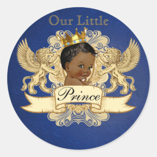 Sticker Rond Prince royal africain  Bleu & Or  Élégant