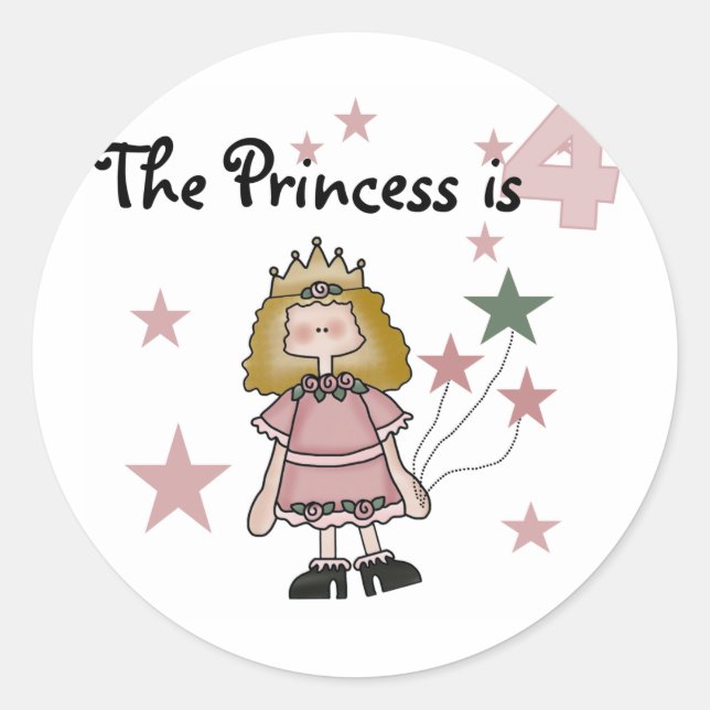 Sticker Rond Princess 4th Birthday Tshirts et cadeaux (Devant)