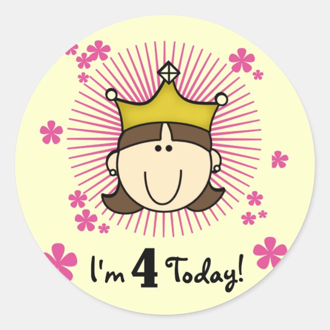 Sticker Rond Princess 4th Birthday Tshirts et cadeaux (Devant)