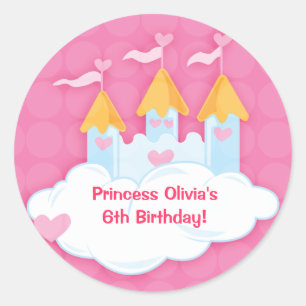 Sticker Rond Princess Castle Custom Anniversaire Favoriser les 