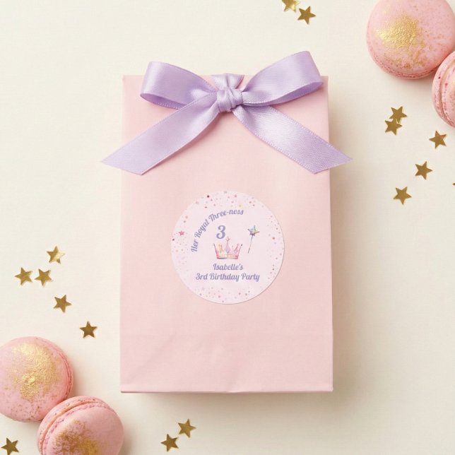 Sticker Rond Princess Crown 3rd Birthday Royal Threeness (Créateur téléchargé)