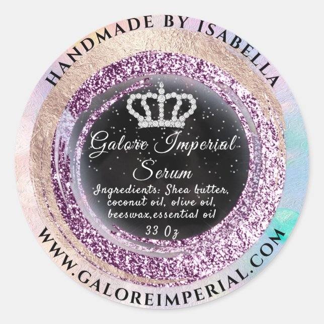 Sticker Rond Princess Royal Diamond Crown Rose royal Black (Devant)