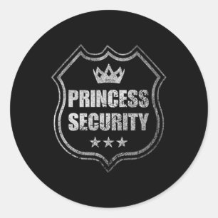 Sticker Rond Princess Security Protection Anniversaire Party Ma