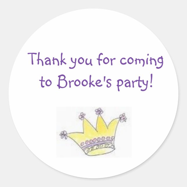 Sticker Rond Princesse Anniversaire de la fête de Goody Étiquet (Devant)