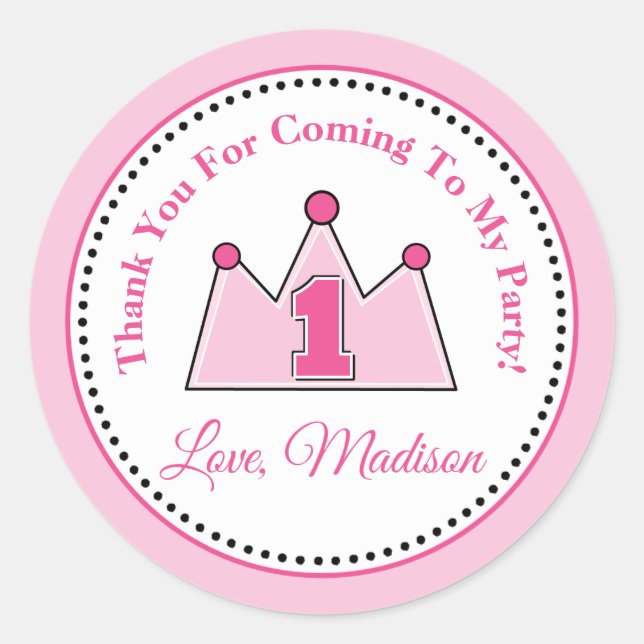 Sticker Rond Princesse Anniversaire Fête Favoriser Balise Stick (Devant)
