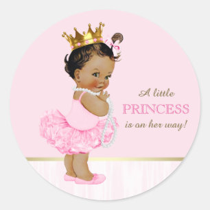 Sticker Rond Princesse Ballerine Ethnique Baby Shower
