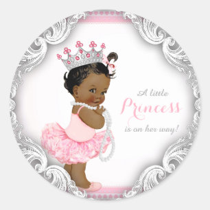 Sticker Rond Princesse ballerine ethnique fille Baby Shower Tut
