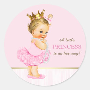 Sticker Rond Princesse ballerine Tutu Perles Baby Shower