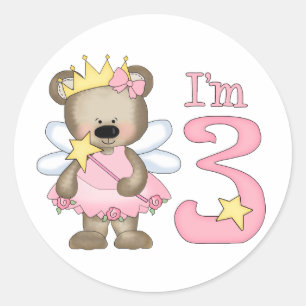 Sticker Rond Princesse Bear 3e anniversaire