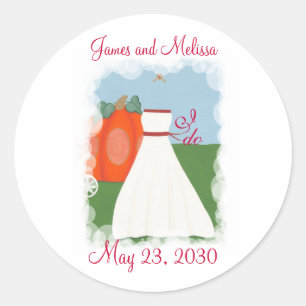 Sticker Rond Princesse Citrouille Enregistrer la date autocolla