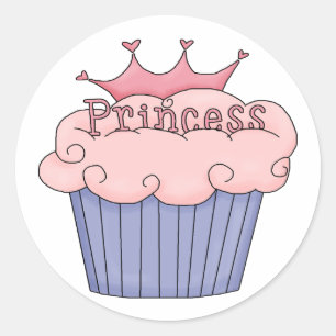 Sticker Rond Princesse Cupcake