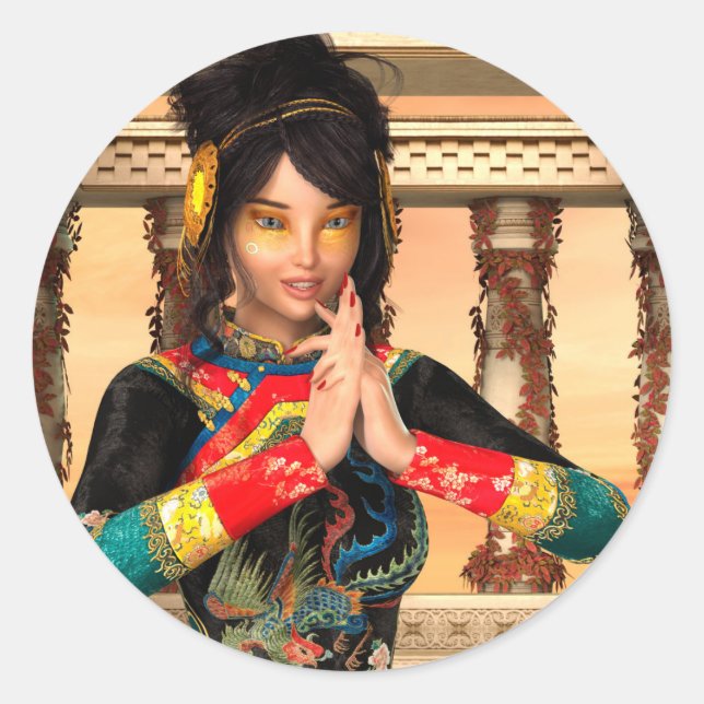 Sticker Rond Princesse de Chine (Devant)