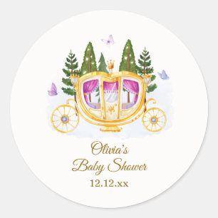 Sticker Rond Princesse de conte de fée de la forêt Carrosse Bab