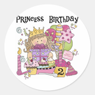Sticker Rond Princesse de fête 2e anniversaire Tshirts et cadea