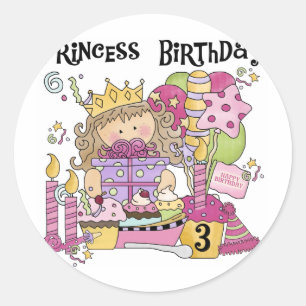 Sticker Rond Princesse de fête 3e anniversaire Tshirts et cadea