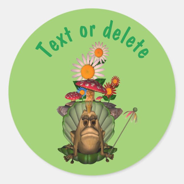Sticker Rond Princesse de grenouille sur Trone mignon Personnal (Devant)