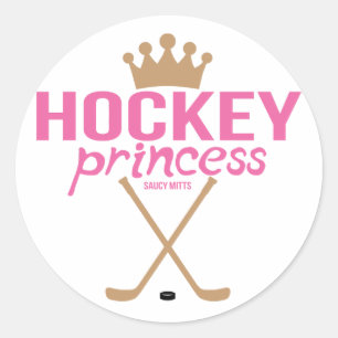 Sticker Rond Princesse de hockey rose