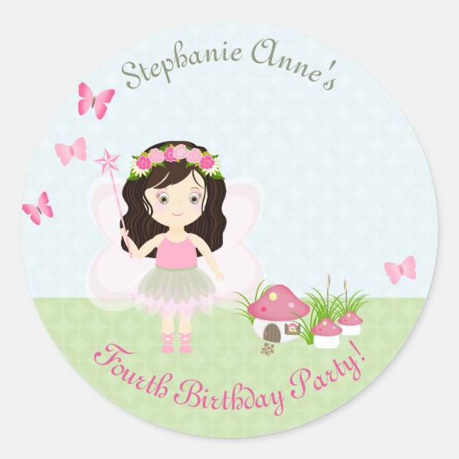 Sticker Rond Princesse des Fées de Woodland (Devant)