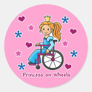 Sticker Rond Princesse en fauteuil roulant