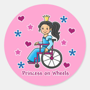 Sticker Rond Princesse en fauteuil roulant