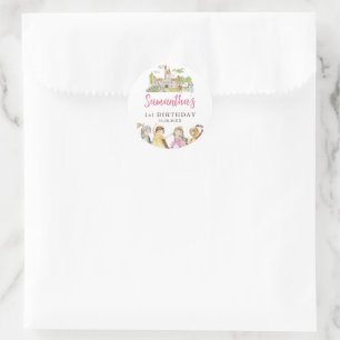 Sticker Rond Princesse et Chevaliers Anniversaire