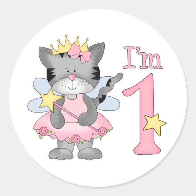 Sticker Rond Princesse Kitty 1er anniversaire (Devant)