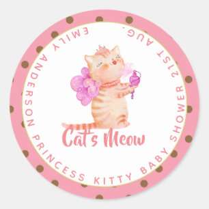 Sticker Rond Princesse (NOM) Est Les Chats Meow Girls Rose Douc