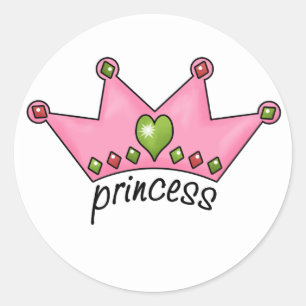 Sticker Rond Princesse rose de diadème