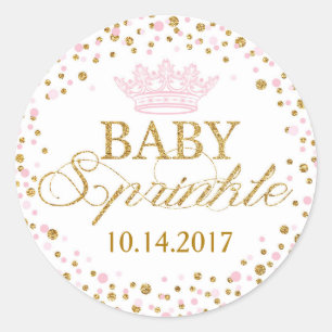 Sticker Rond Princesse royale baby shower de rose de parties