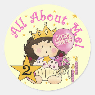 Sticker Rond Princesse Tout sur moi 2e anniversaire