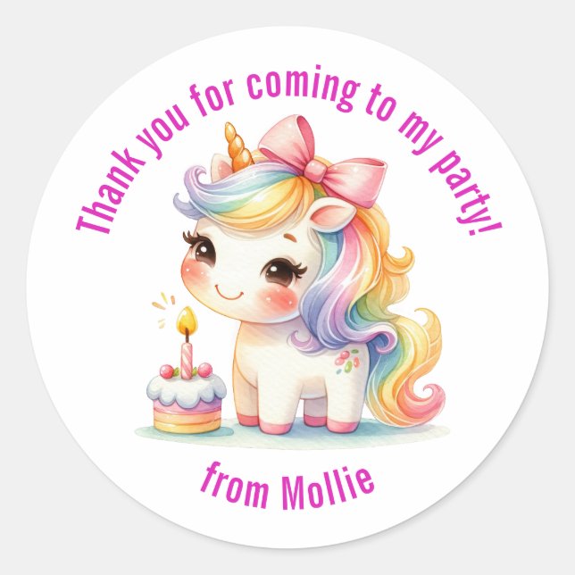 Sticker Rond Princesse Unicorn Merci (Devant)