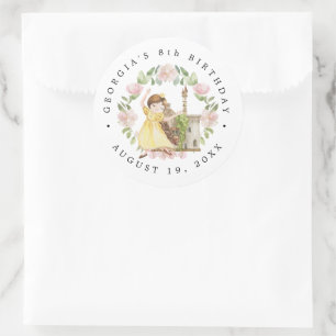 Sticker Rond Princesses, Chevaliers et Dragons Fairy Tale Anniv