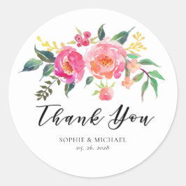 Sticker Rond Printemps Eté Aquarelle Florale Mariage Favoriser