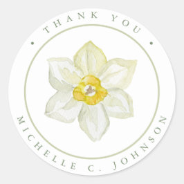 Sticker Rond Printemps Été Fleur Jaune Merci