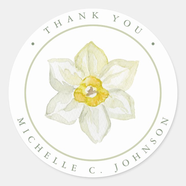 Sticker Rond Printemps Été Fleur Jaune Merci (Devant)