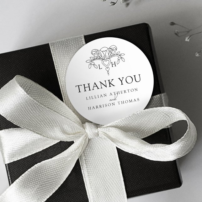 Sticker Rond Printemps fleur de lis élégant mariage merci (Créateur téléchargé)