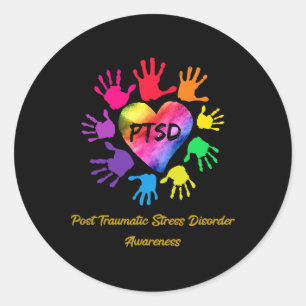 Sticker Rond Prise De Conscience Des Troubles De Stress Post-Tr