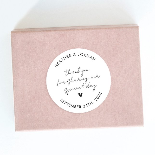 Sticker Rond Privilégier un Merci de Mariage personnalisé minim (Créateur téléchargé)