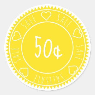 Sticker Rond Prix de vente Jaune Néon Lumineux Personnalisé