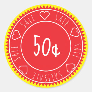 Sticker Rond Prix de vente Jaune Rouge Personnalisé
