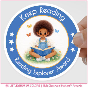 Sticker Rond Prix d'encouragement pour l'enseignant de lecture 