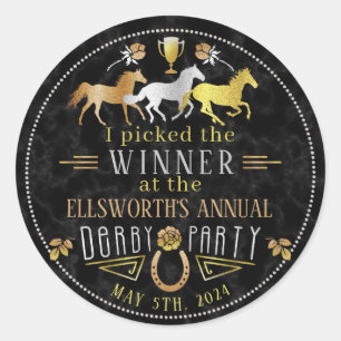 Sticker Rond Prix du vainqueur Art Déco du Derby Day Party