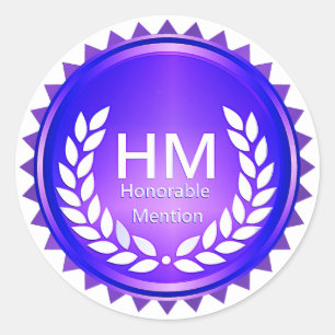 Sticker Rond Prix Honorable de mention violet de l'enseignant