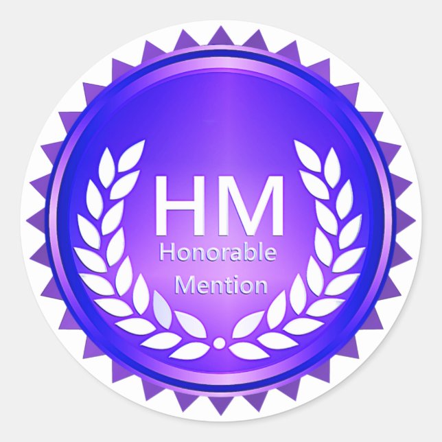 Sticker Rond Prix Honorable de mention violet de l'enseignant (Devant)
