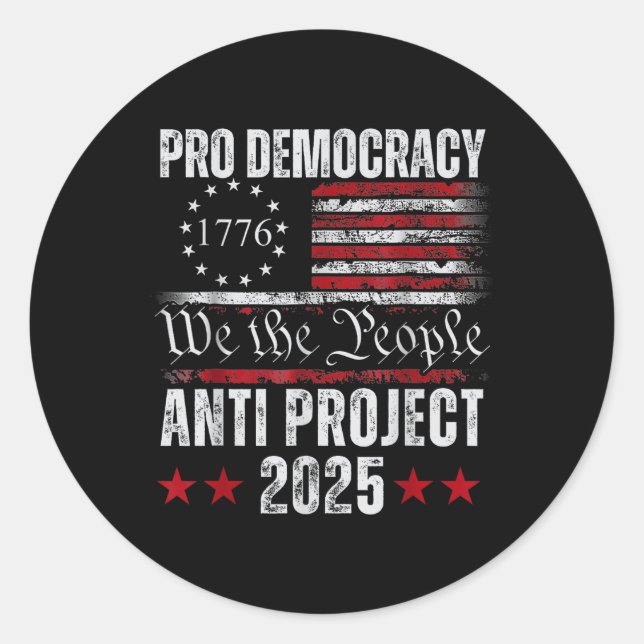 Sticker Rond Pro Democracy Anti Project 2025 Stop Project 2025 (Devant)