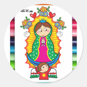 STICKER ROND PRO PERSONNALISABLE DE VIRGEN DE GUADALUPE