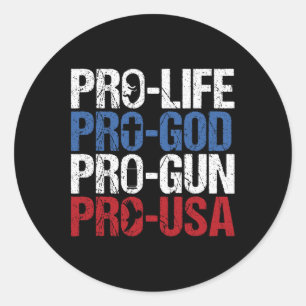 Sticker Rond Pro Vie Dieu Arme États-Unis Conservateur Républic