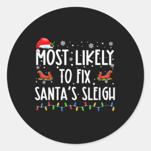 Sticker Rond Probable De Corriger Père Noël Sleigh Noël Croire